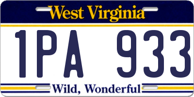 WV license plate 1PA933