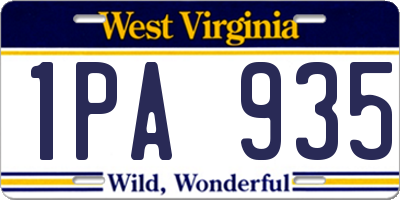 WV license plate 1PA935