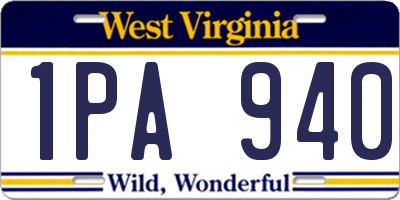 WV license plate 1PA940