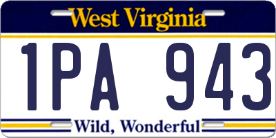 WV license plate 1PA943