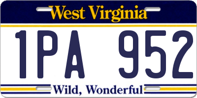 WV license plate 1PA952