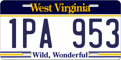 WV license plate 1PA953