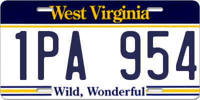 WV license plate 1PA954