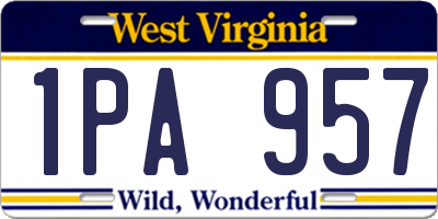 WV license plate 1PA957