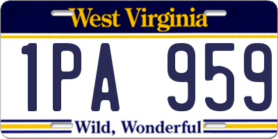 WV license plate 1PA959
