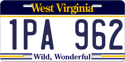 WV license plate 1PA962