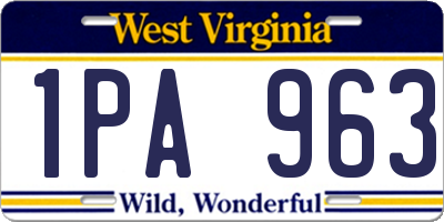 WV license plate 1PA963