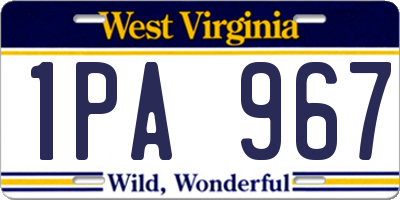 WV license plate 1PA967
