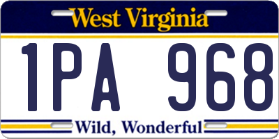 WV license plate 1PA968