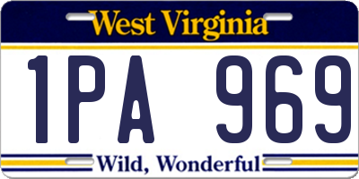 WV license plate 1PA969