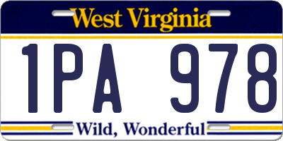 WV license plate 1PA978