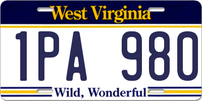 WV license plate 1PA980