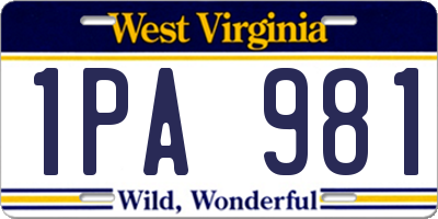 WV license plate 1PA981