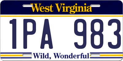 WV license plate 1PA983