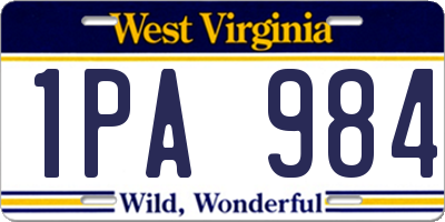 WV license plate 1PA984