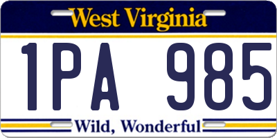 WV license plate 1PA985
