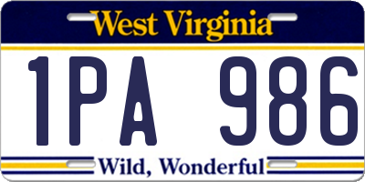 WV license plate 1PA986