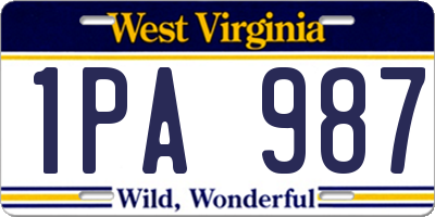 WV license plate 1PA987