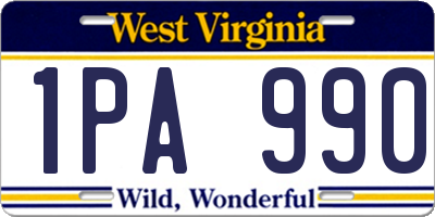 WV license plate 1PA990