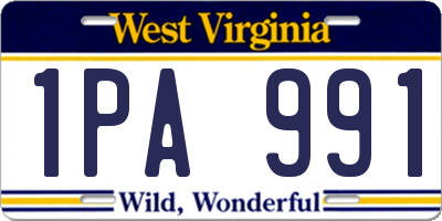 WV license plate 1PA991