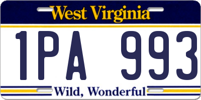 WV license plate 1PA993