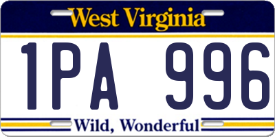 WV license plate 1PA996