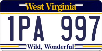 WV license plate 1PA997