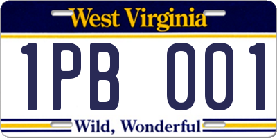 WV license plate 1PB001