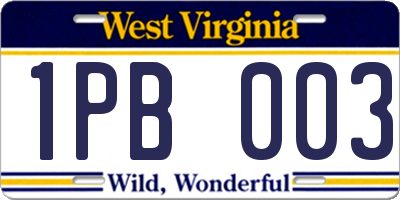 WV license plate 1PB003