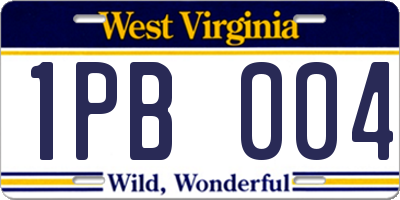 WV license plate 1PB004