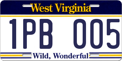 WV license plate 1PB005