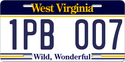 WV license plate 1PB007