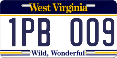 WV license plate 1PB009