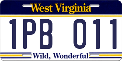 WV license plate 1PB011