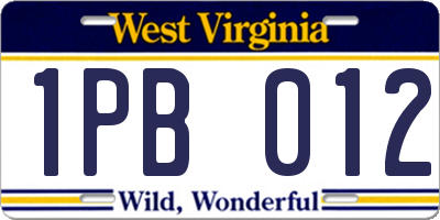 WV license plate 1PB012