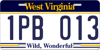 WV license plate 1PB013