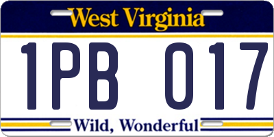 WV license plate 1PB017