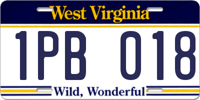 WV license plate 1PB018
