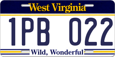 WV license plate 1PB022