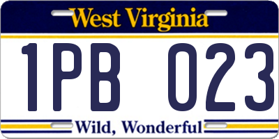 WV license plate 1PB023
