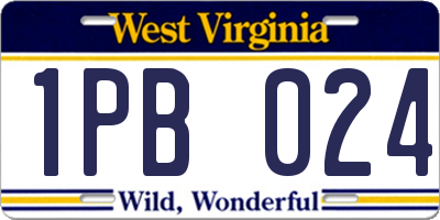 WV license plate 1PB024