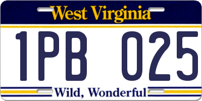 WV license plate 1PB025