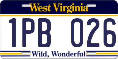 WV license plate 1PB026