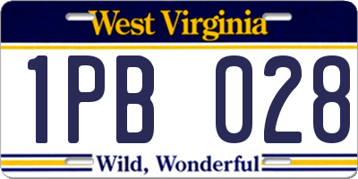 WV license plate 1PB028