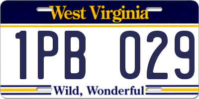 WV license plate 1PB029