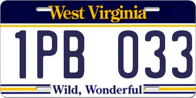 WV license plate 1PB033