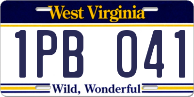 WV license plate 1PB041