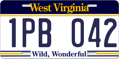 WV license plate 1PB042
