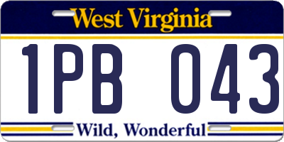 WV license plate 1PB043