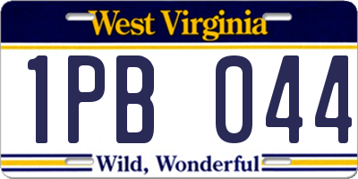 WV license plate 1PB044